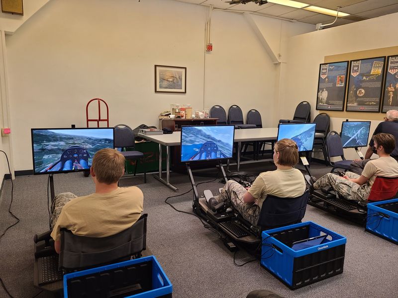 Cadets experience Glider flights on the NM Wing Glider Simulator (photo by Lt Pecorella)