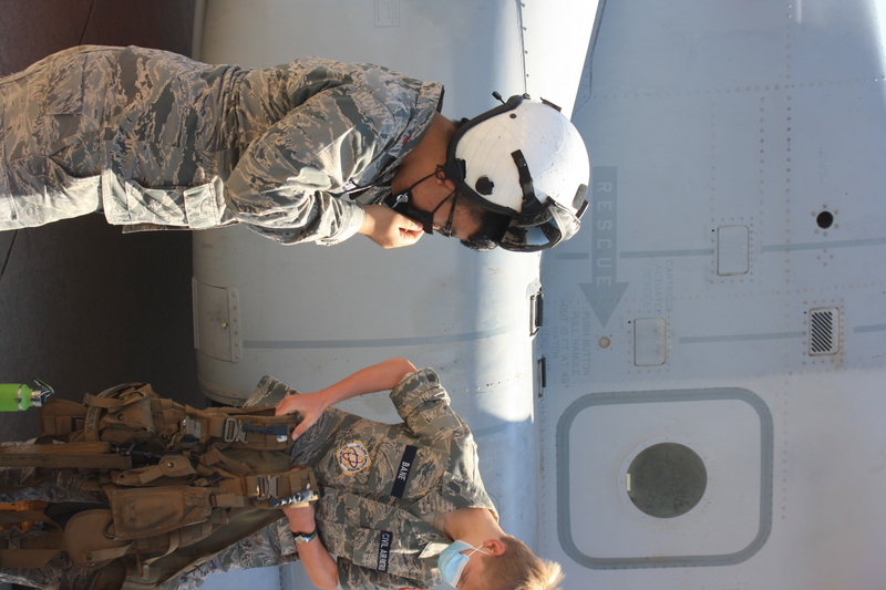 Cadets check out the Osprey crew gear