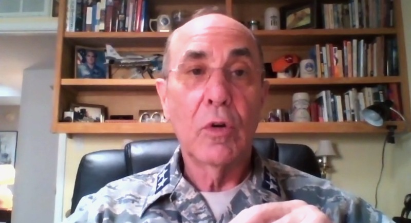 Maj General Mark E Smith talks to cadets online